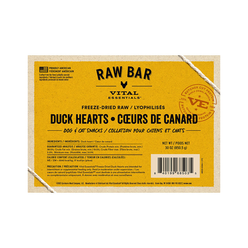 Freeze Dried Raw Duck Hearts